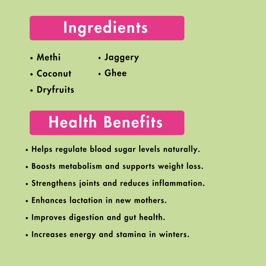 Methi Laddoo | Traditional & Health-Boosting | Rs.650 Per 500g | Rs.1200 Per kg.